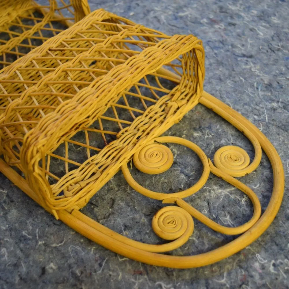 Wicker Wall Hanging Baskets Mail Organizer Boho Natural Cottage Farmhouse Fairy